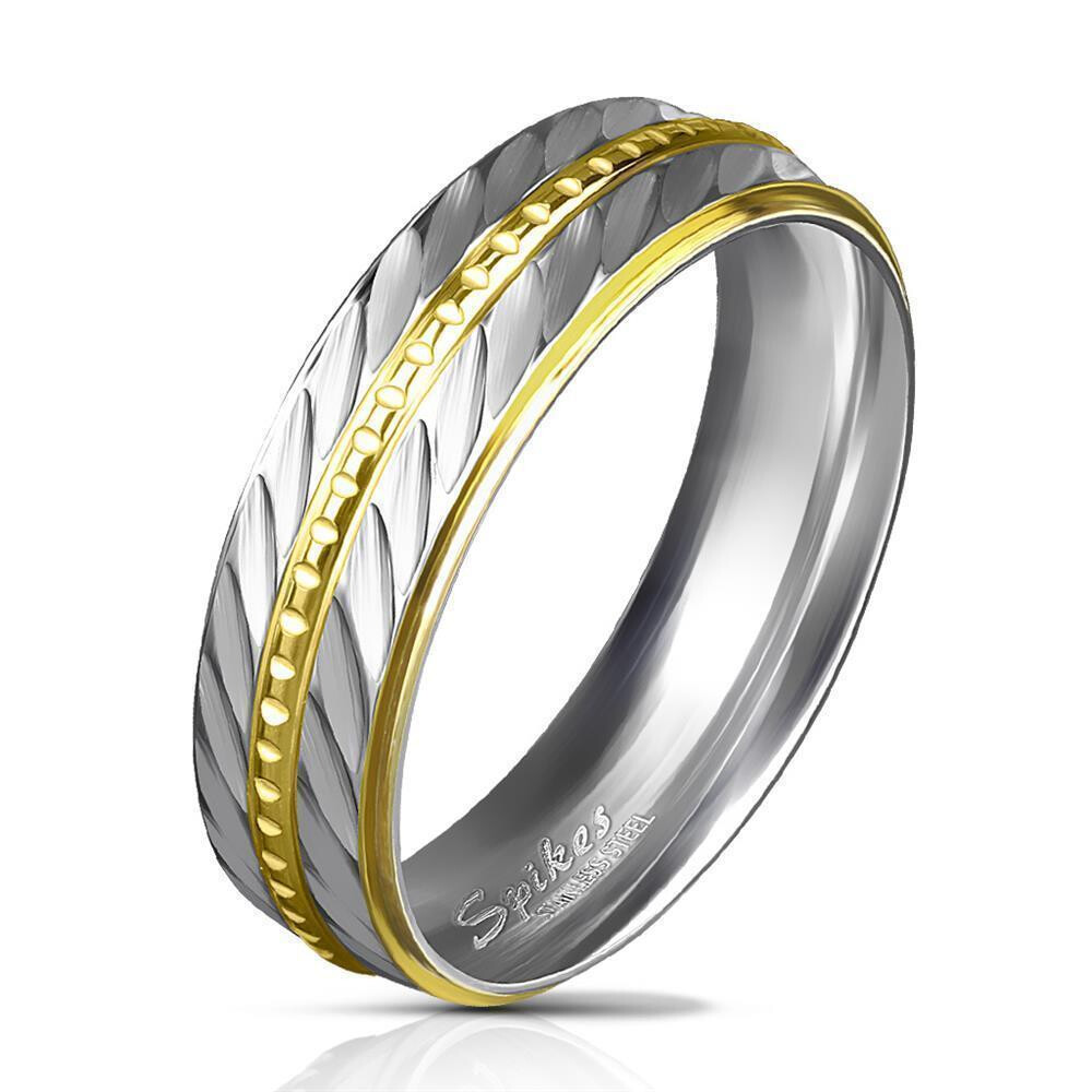 54 (17.2) aus Edelstahlring Diagonalschliff silber-gold Frauen & Männer 49-70