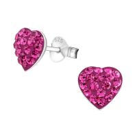 Ohrstecker Kristallherz pink 925 Silber Damen