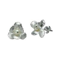 Ohrstecker Bl&uuml;te mit Perle aus 925 Silber Damen