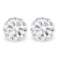 Ohrstecker Kristall rund aus 925 Silber Damen