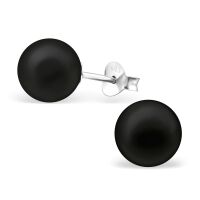 Ohrstecker Perle schwarz aus 925 Silber Damen