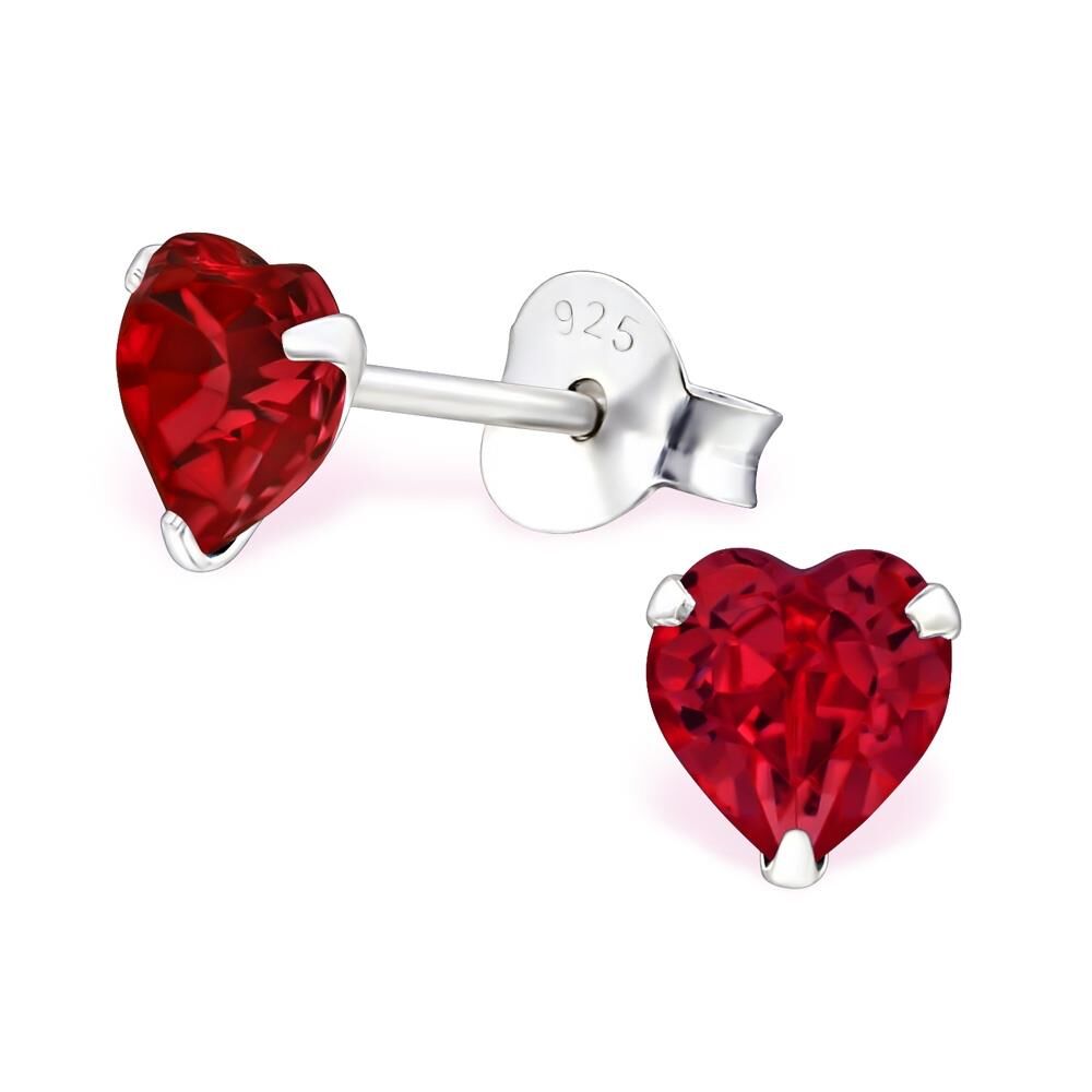 Ohrstecker rotes Kristallherz LA CRYSTALE™ Kristallen 925 Silber Damen