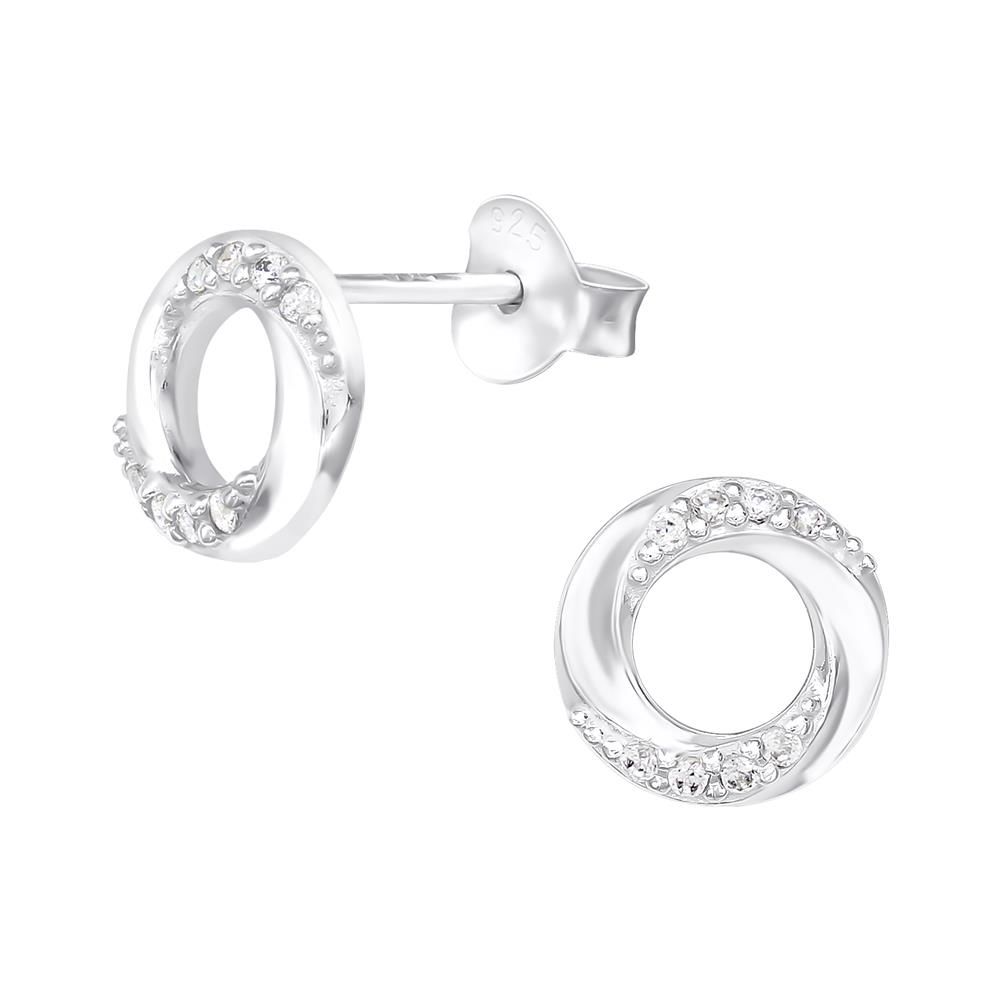 Ohrstecker Ring mit Kristallen 925 Silber Damen