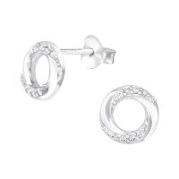 Ohrstecker Ring mit Kristallen aus 925 Silber Damen