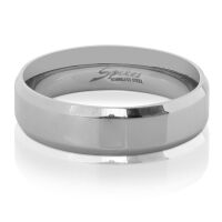 49 (15.6) Ring schräger Rand Silber aus Edelstahl Unisex