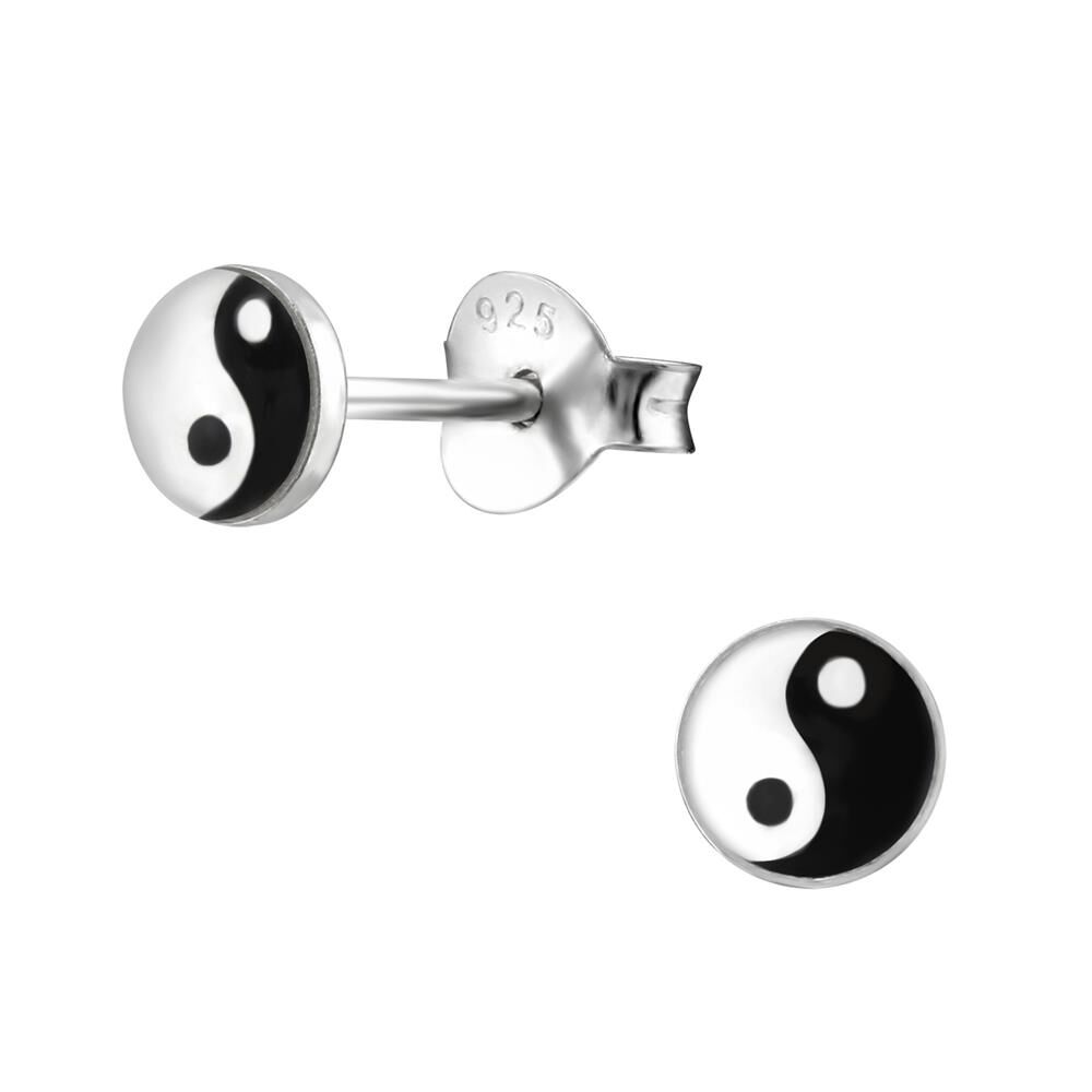 Ohrstecker Yin & Yang 4mm aus 925 Silber Damen
