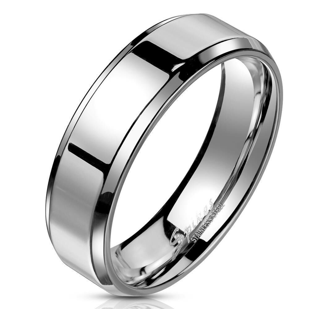 57 (18.1) Ring schräger Rand Silber aus Edelstahl Unisex