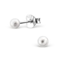 Ohrstecker Perlen weiß 925 Silber Damen