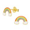 Ohrstecker Regenbogen gold/bunt aus 925 Silber Kinder