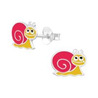 Ohrstecker Schnecke gelb-pink aus 925 Silber Kinder