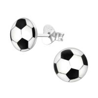 Ohrstecker Fussball aus 925 Silber Kinder