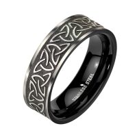 62 (19.7) Ring Keltenknoten Silber/Schwarz aus Edelstahl Unisex