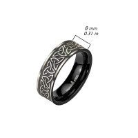 62 (19.7) Ring Keltenknoten Silber/Schwarz aus Edelstahl Unisex