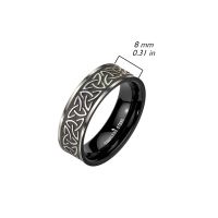 64 (20.4) Ring Keltenknoten Silber/Schwarz aus Edelstahl Unisex