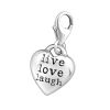 Anhänger Charm Herz "live love laugh" aus 925 Silber Unisex