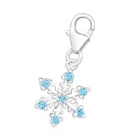 Charm/ Anhänger silberne Schneeflocke mit blauen Kristallen aus 925 Silber Damen