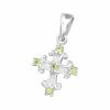 Anhänger silbernes Kreuz mit lindgrünen Halbedelsteinen Peridot aus 925 Silber Damen
