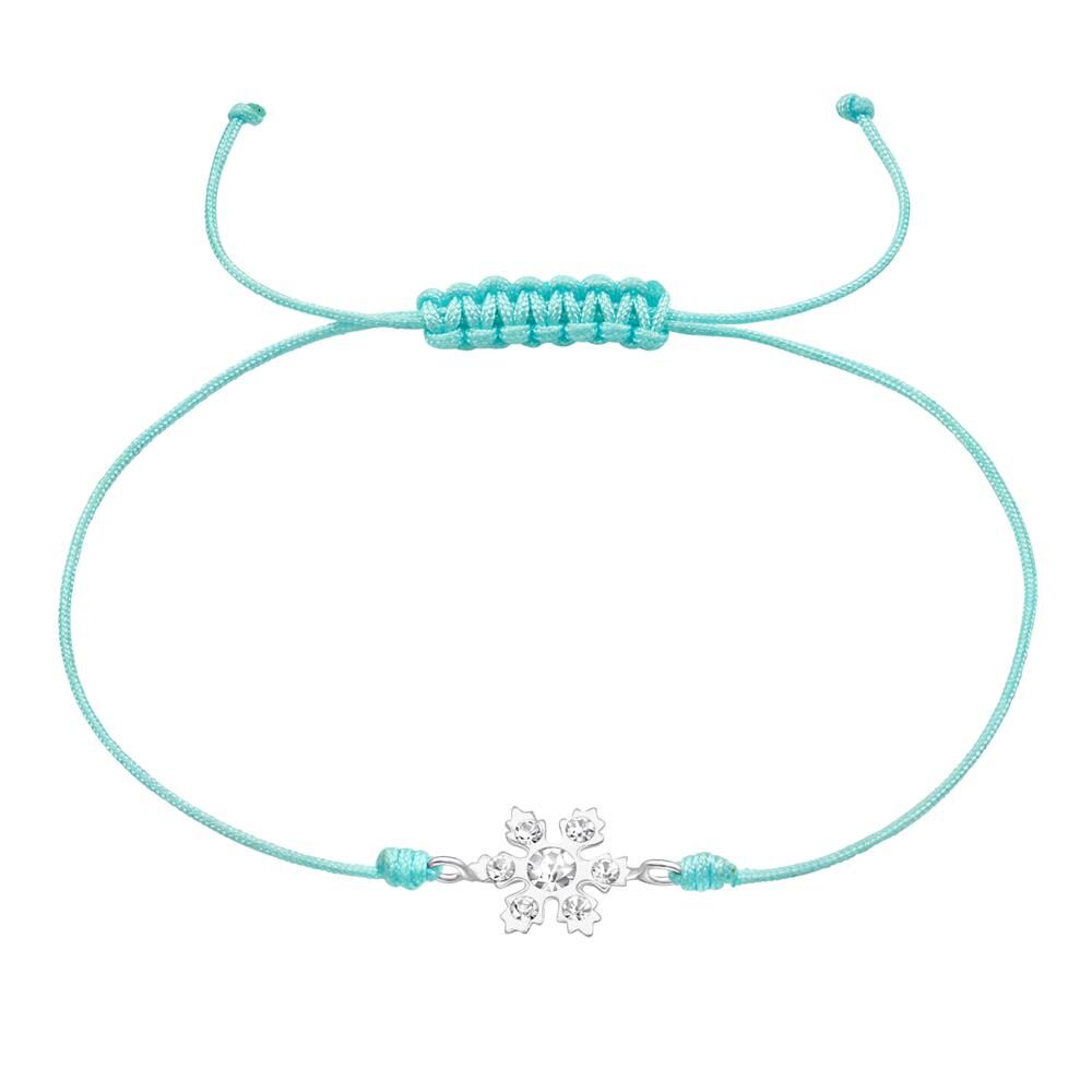 Armband eisblau mit Kristall-Schneeflocke 925 Silber Größenverstellbar