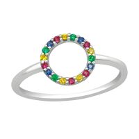 49 (15.6) - Ring Kristall- Kreis bunt aus 925 Silber Damen