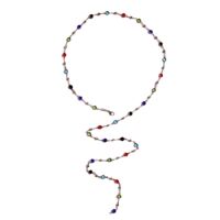 Kette lang Y-Kette mit bunten Kristallen silber aus...