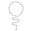 Kette lang Y-Kette mit bunten Kristallen silber aus Messing für Damen