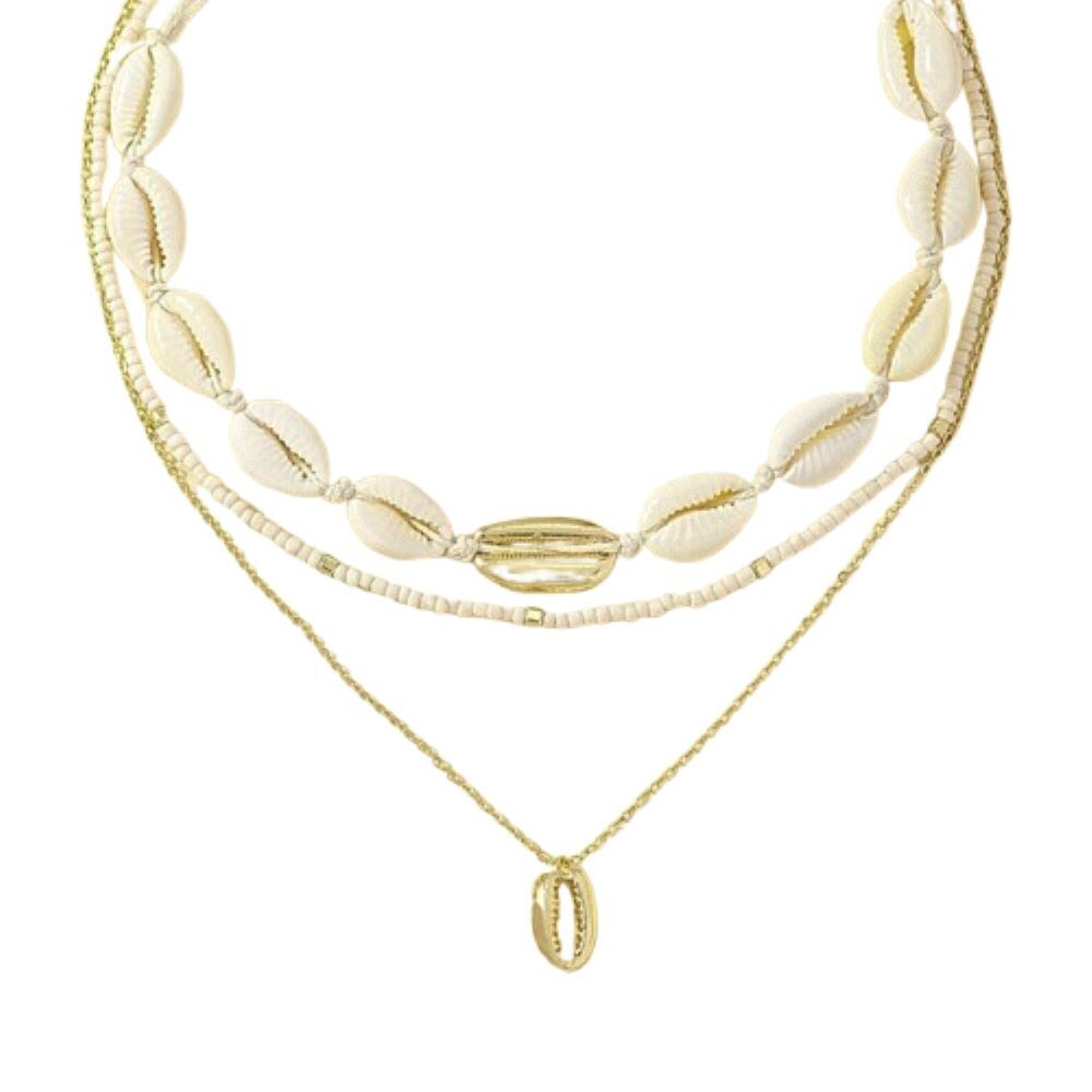 Kette Layering- Set Muscheln/Perlen aus Messing Damen