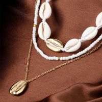 Kette Layering- Set Muscheln/Perlen aus Messing Damen