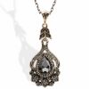 Kette Antik gold mit dunklen Kristallen aus Messing Damen