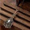 Kette Antik gold mit dunklen Kristallen aus Messing Damen