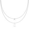 Kette Doppelkette mit Plättchen, Mond Sterne-Anhänger Edelstahl Damen