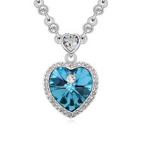 Kette Blue Heart Kristall Silber aus Messing Damen