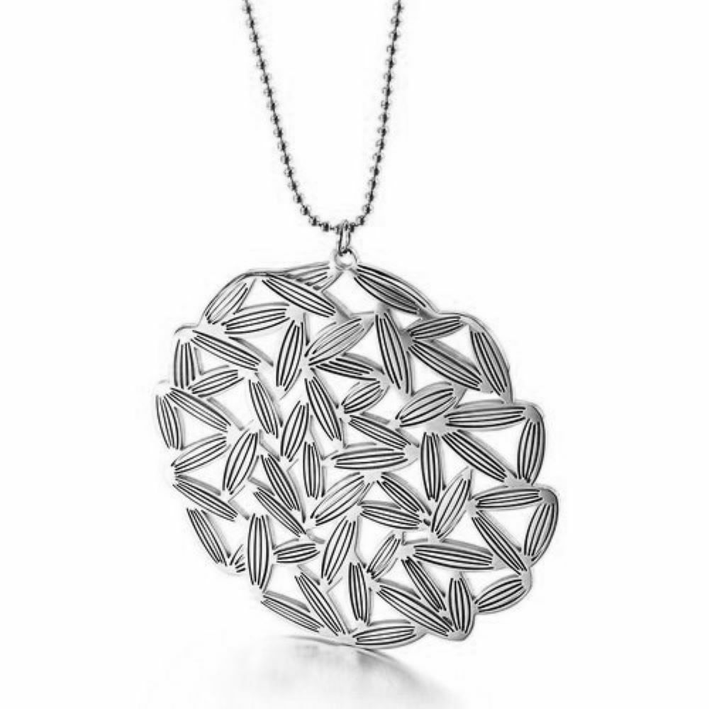 Kette mit rundem Amulett-Anhänger silber aus Edelstahl Damen