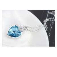 Kette blaues Herz Silber aus Messing Damen