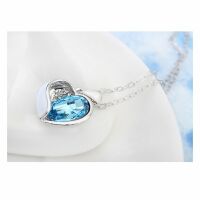 Kette Herz blau Silber aus Messing Damen