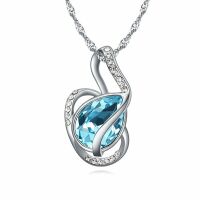 Kette Teardrop blau Silber aus Messing Damen