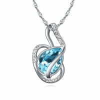 Kette Teardrop blau Silber aus Messing Damen