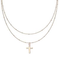 Kette Doppelkette Kreuz rosegold aus Edelstahl Damen