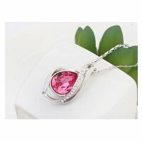 Kette pinke Tr&auml;ne Silber aus Messing Damen