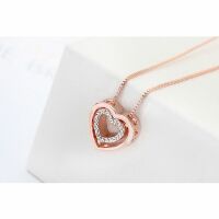 Kette Herz in Herz Rosegold aus Messing Damen