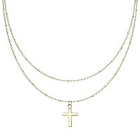 Kette Doppelkette Kreuz gold aus Edelstahl Damen
