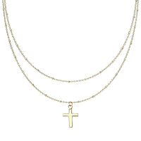 Kette Doppelkette Kreuz gold aus Edelstahl Damen