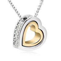 Kette Herz Silber Gold aus Messing Damen