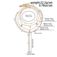 Layering-Kette goldfarben Perlen und Kristall-Anhängern Damen Messing