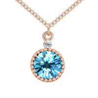 Kette blauer Kristall Rosegold aus Messing Damen