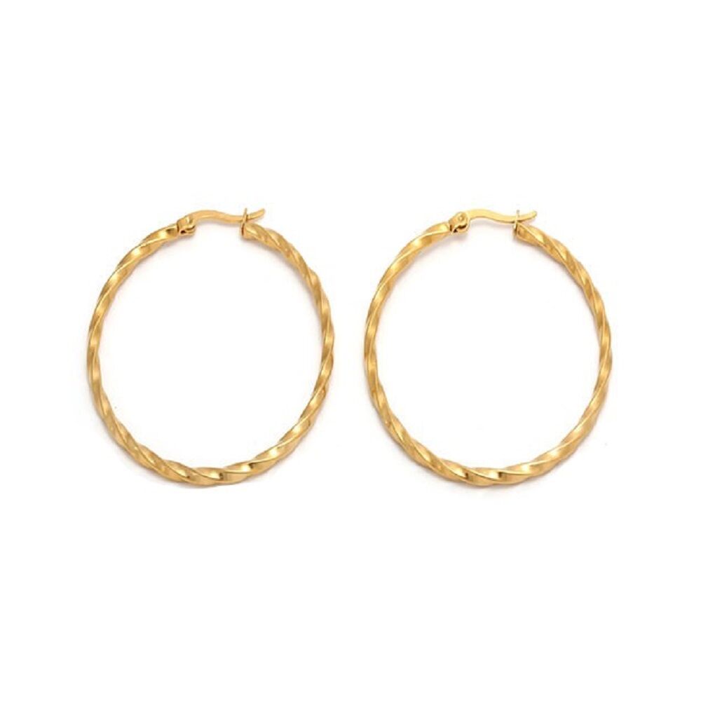 Creolen Boho Style in gedrehter Optik Gold aus Edelstahl Damen