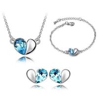 Schmuckset Blue Heart Silber aus Messing Damen