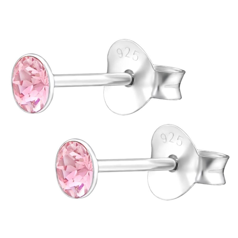 Rosa - Ohrstecker echtem Kristall (LA CRYSTALE) 3mm 925 Silber Damen