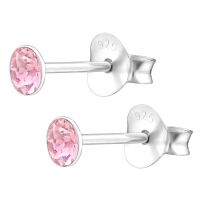 Rosa - Ohrstecker echtem Kristall (LA CRYSTALE) 3mm 925 Silber Damen