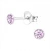 Helles Violett - Ohrstecker mit echtem eurpäischem Kristall (LA CRYSTALE) 3mm aus 925 Silber Damen