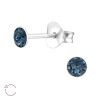 Jeansblau - Ohrstecker mit echtem eurpäischem Kristall (LA CRYSTALE) 3mm aus 925 Silber Damen